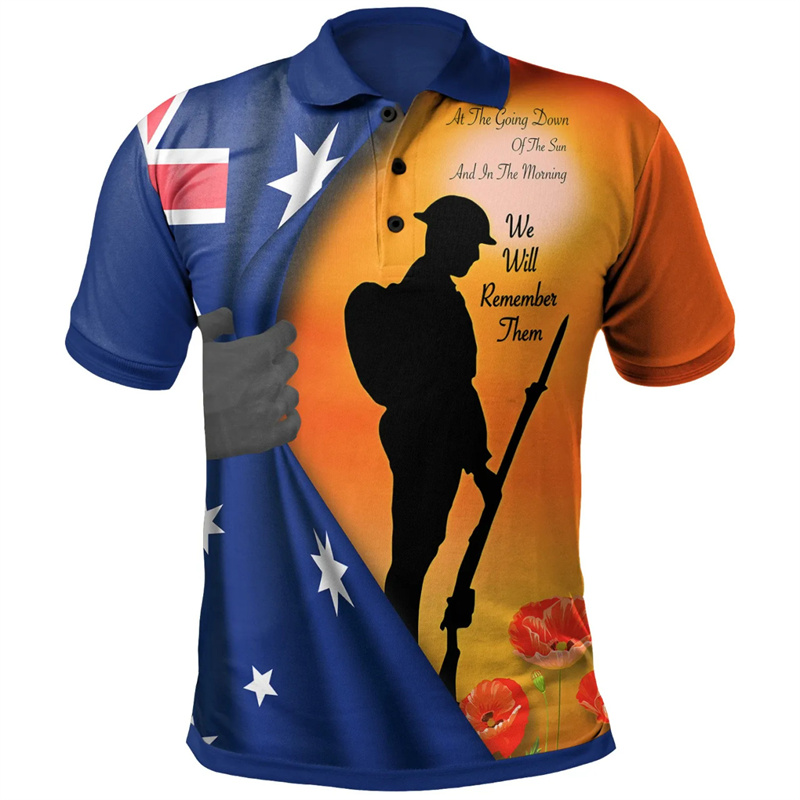 Street Fashion Men 2025 - Lest We Forget Anzac Day 폴로