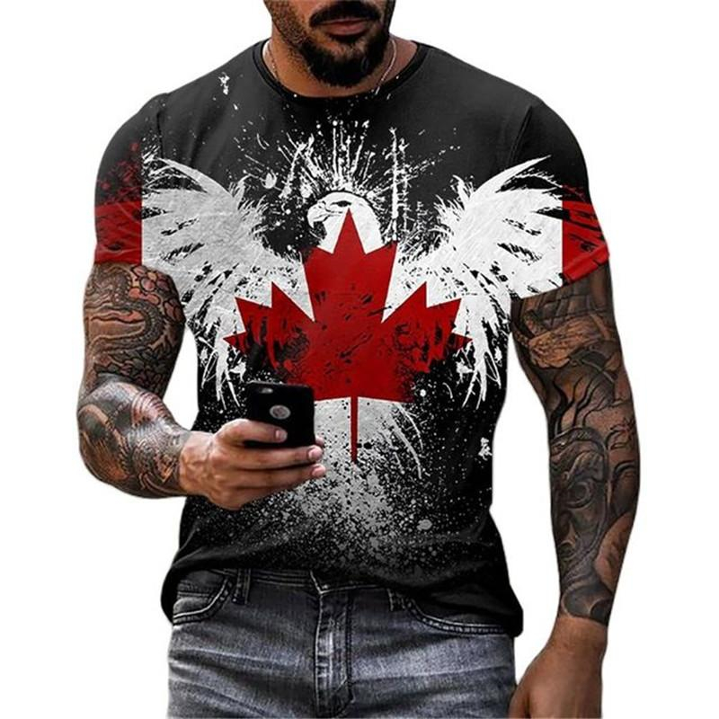 레트로 캐나다 국기 티셔츠, 3D 프린트 스트리트 메이 - Street Fashion Canada 리뷰 및 가격