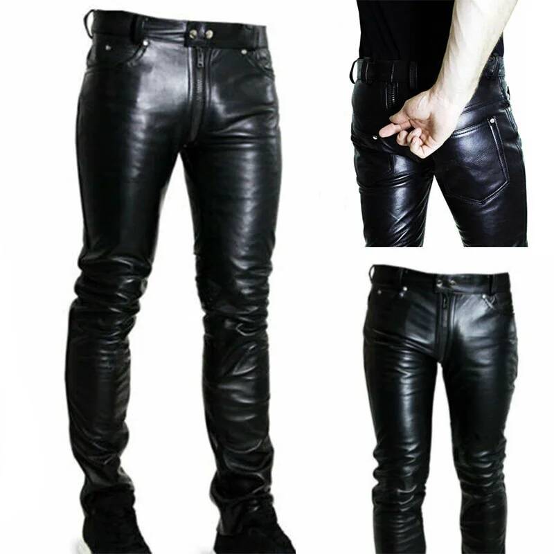남성용 컬러 2024 PU 신상 지퍼 캐주얼 가죽 바지 - Queen Street Fashion 리뷰 및 가격
